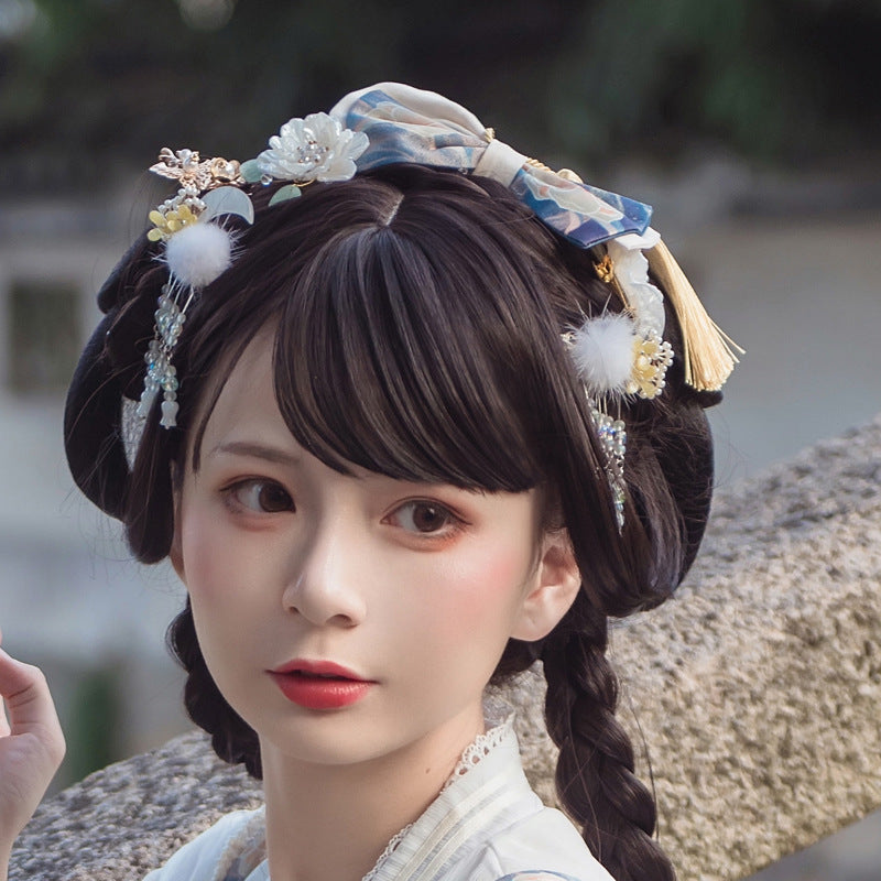 Sweet Japanese Style Lolita Headwear Multicolors One Size Qinghua Banquet -Blue