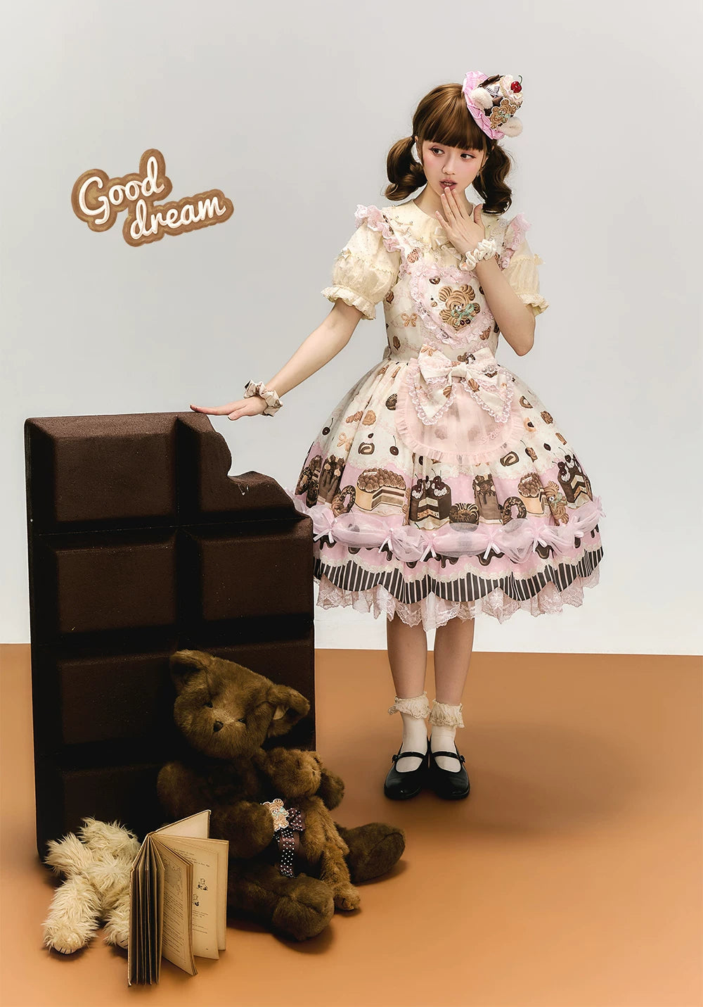 Cocoa Baker - Old School Lolita Dessert Printed OP & JSK Dress with Embroidery 45486:850995