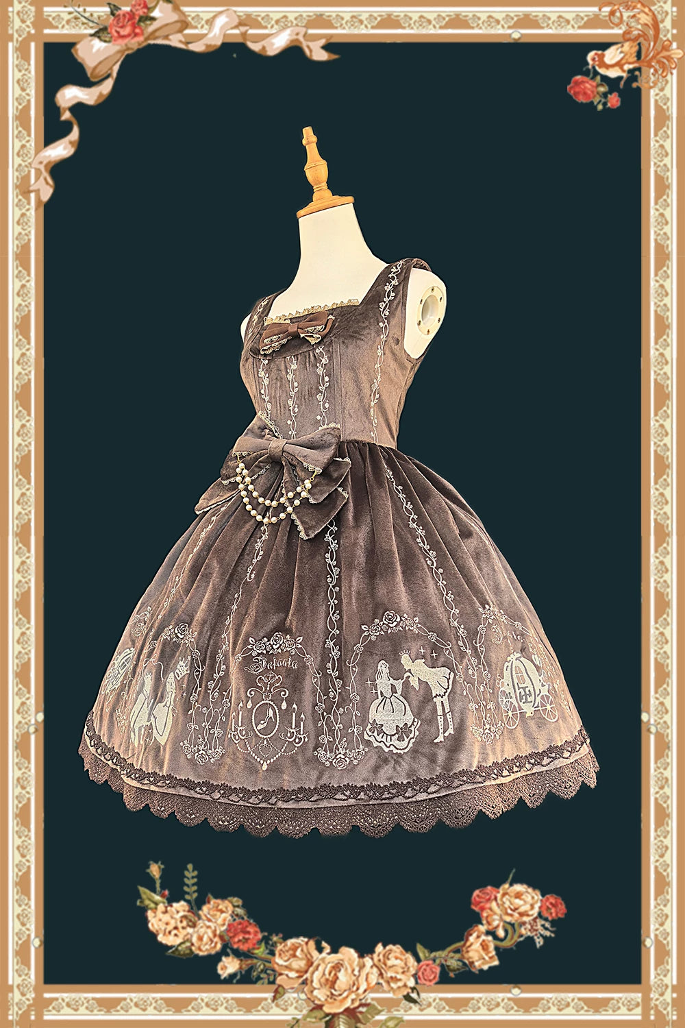Cinderella - Velvet Classic Lolita JSK Dress, Princess Embroidery 44649:817456