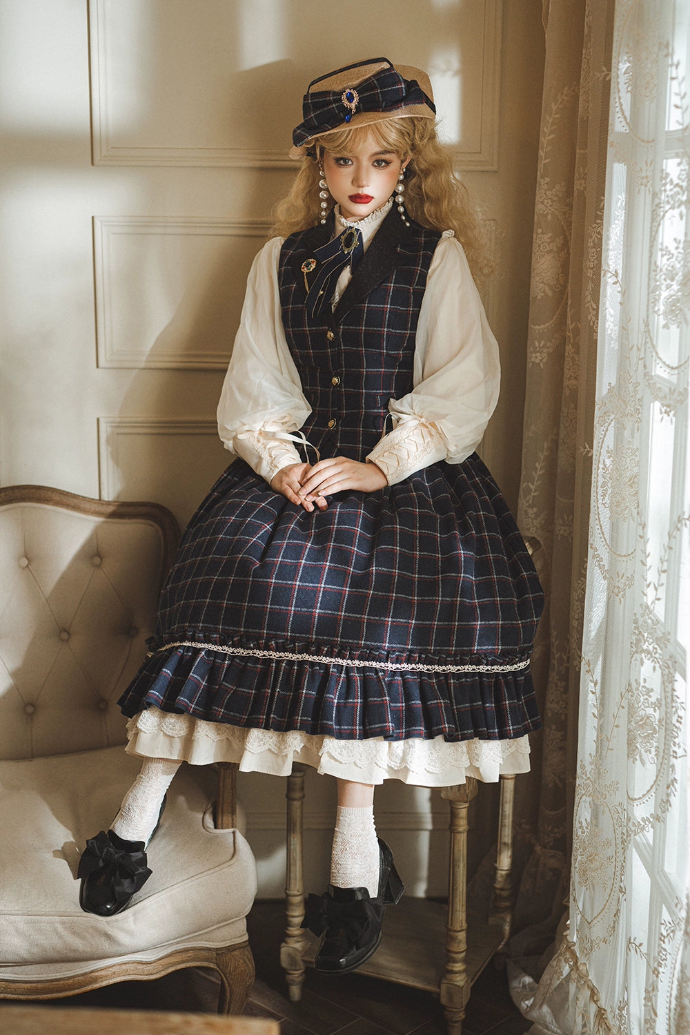 Miss Point~Rose Doll~Elegant Lolita Mutton Sleeve Blouse 32522:385644