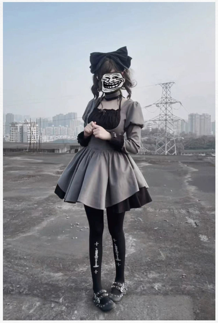 With PUJI - Suki - Maid Lolita OP Set, Detachable Apron, Juliet Sleeve 44273:802689