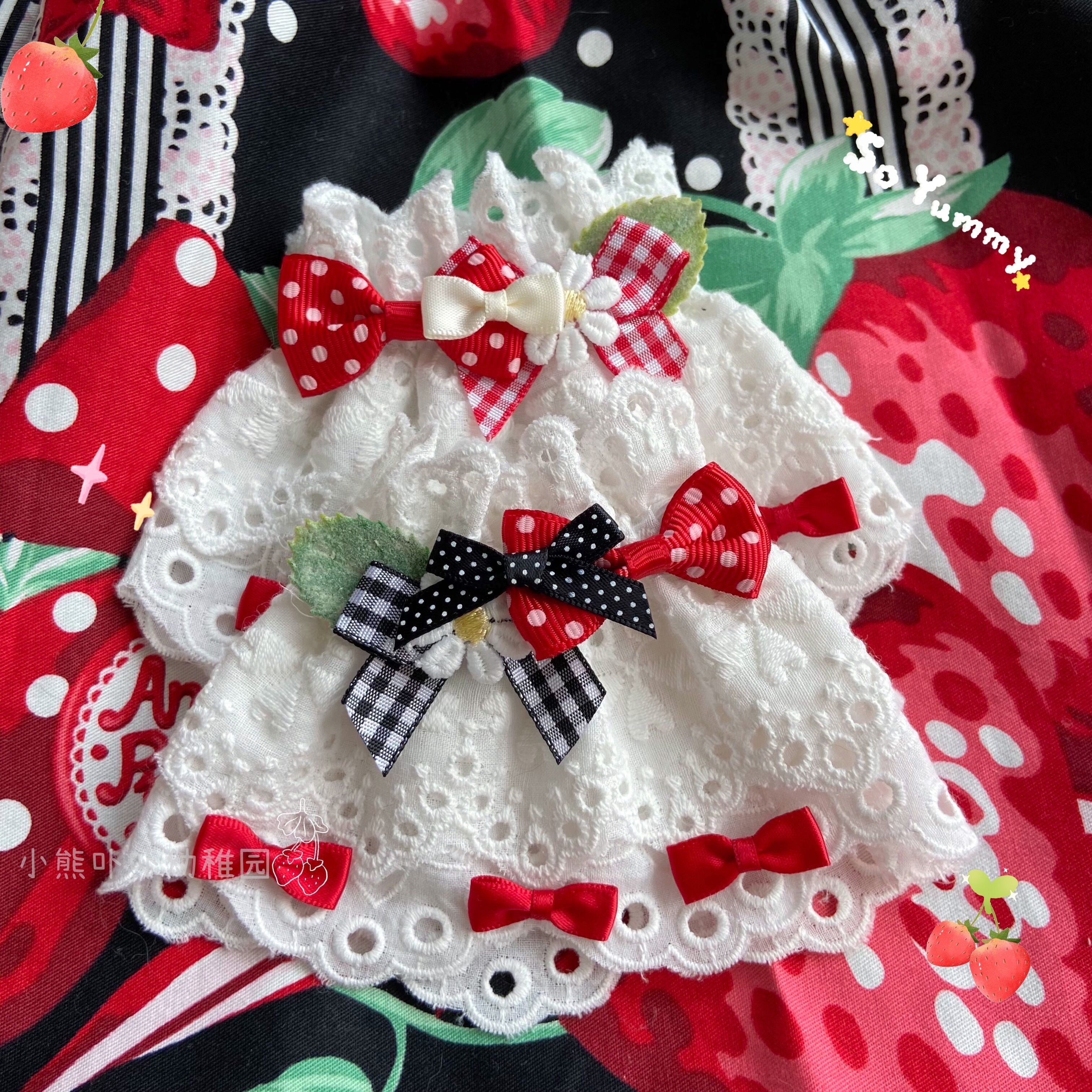 Bear Doll - Original Cute Lolita Bow Cuffs red and black-red bow cuffs