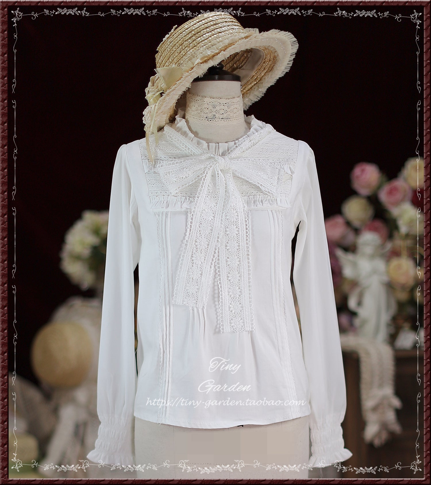 Tiny Garden - Memories - Cotton Lolita Lace Bow Tie Girls Blouse S white first shipment priority