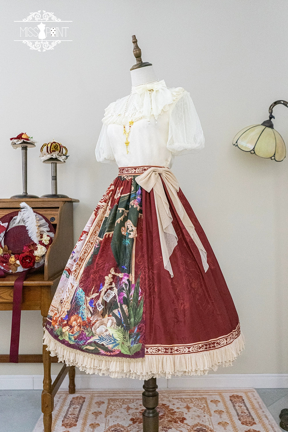 Miss Point~Kaleidoscope~Classical Lolita Shirt Dot Gauze Detachable Puff Sleeve Blouse Customized 35392:488902