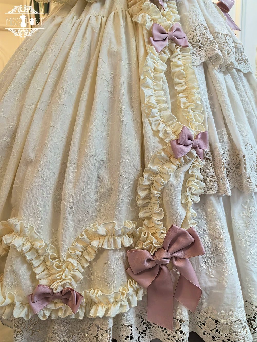 Miss Point~Lilyka Garden~Classic Lolita OP Dress Set Elegant Floral Wall Princess Sleeve 38832:606306