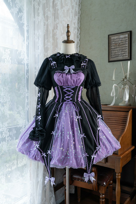 Lemon Honey - Halloween Gothic Lolita Jumper Dress, Pumpkin-inspired Dress Dress S Witch Purple