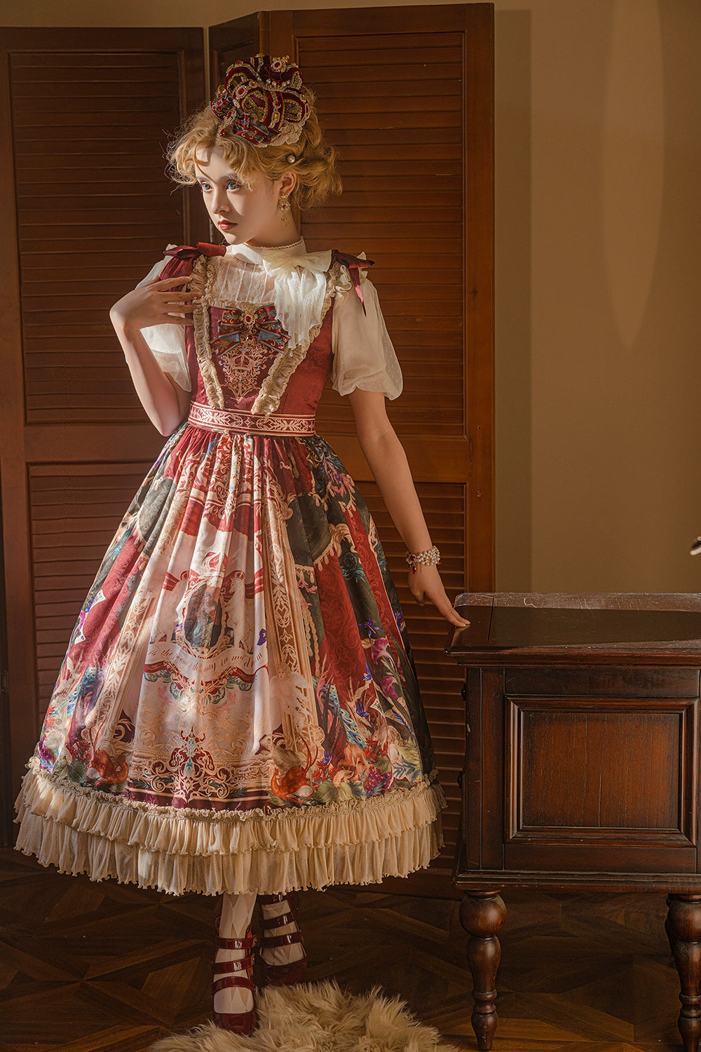 Miss Point~Kaleidoscope~Classical Lolita Shirt Dot Gauze Detachable Puff Sleeve Blouse Customized 35392:488830