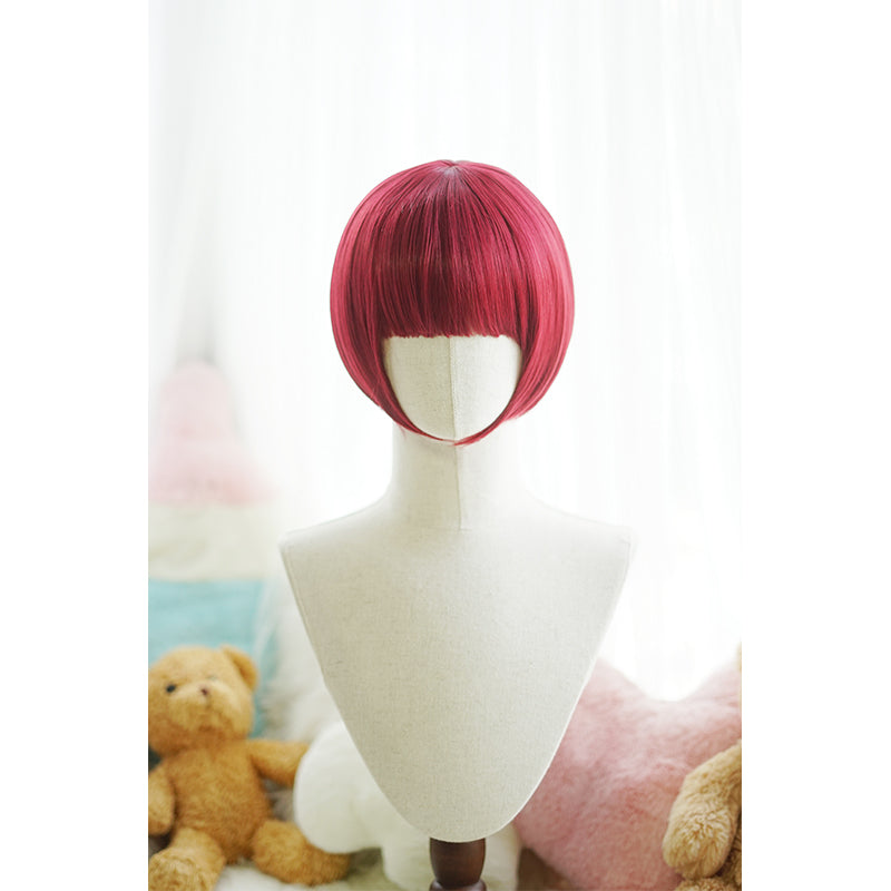 Imperial Tea~Daily Lolita Wigs Roman Roll Wig Ocean red straight bob with bangs  