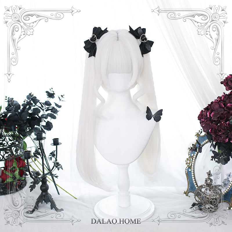 Dalao Home~Princess Lolita Ponytail Long Straight Blonde Wig moon white  