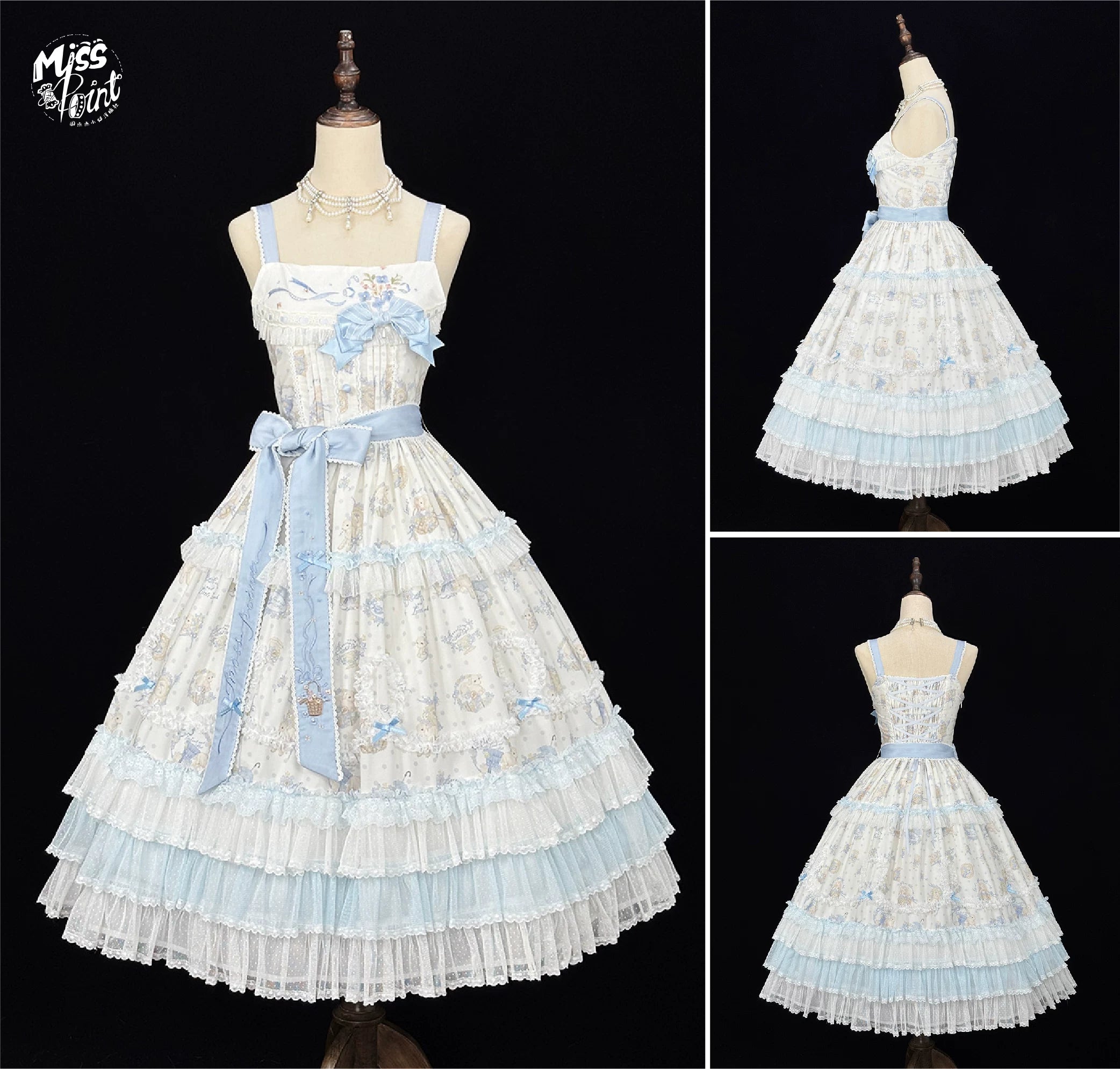 Bloom Lamb - Classic Lolita Embroidered JSK Dress, Tiered Hem 45519:851324