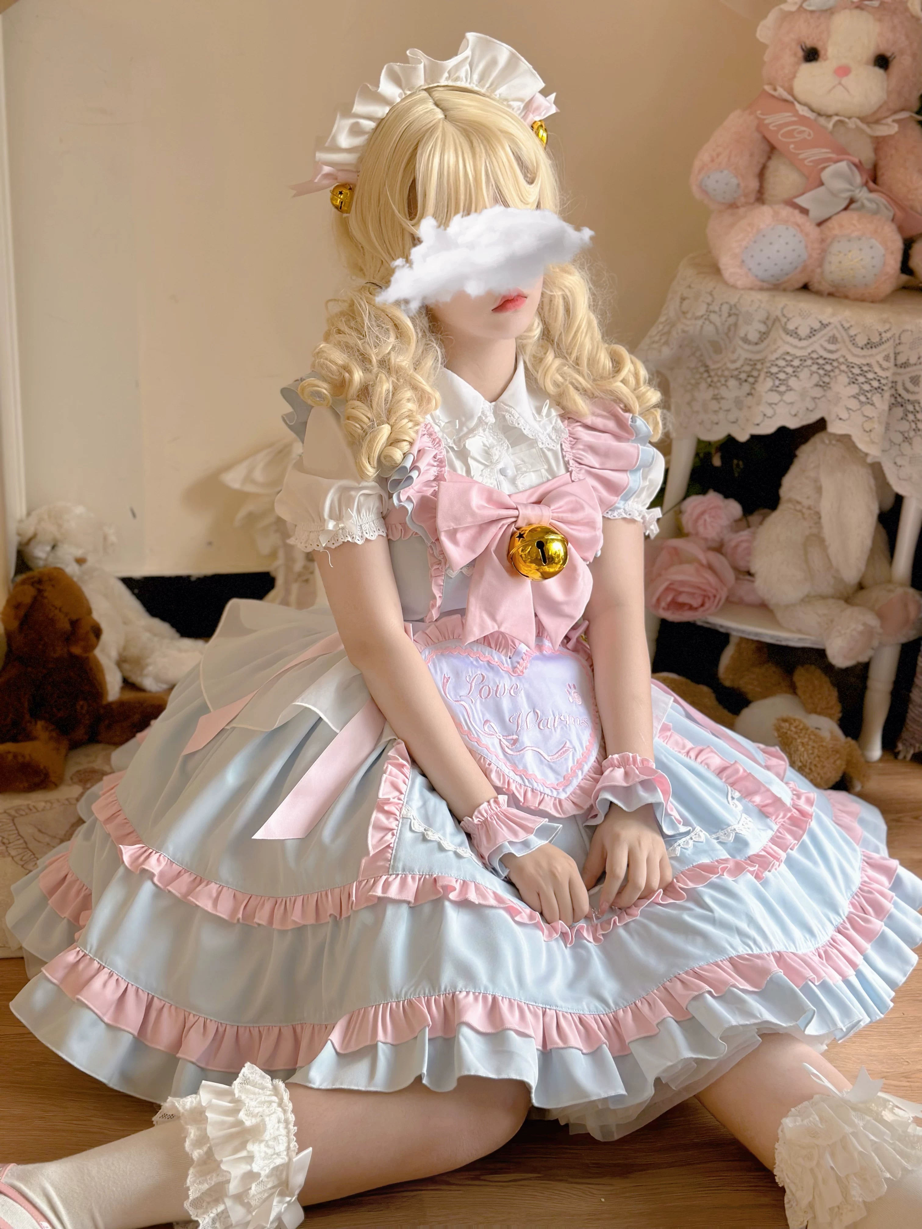 Sweetheart Chef - Sweet Lolita JSK Dress, Bell & Detachable Heart-shaped Apron