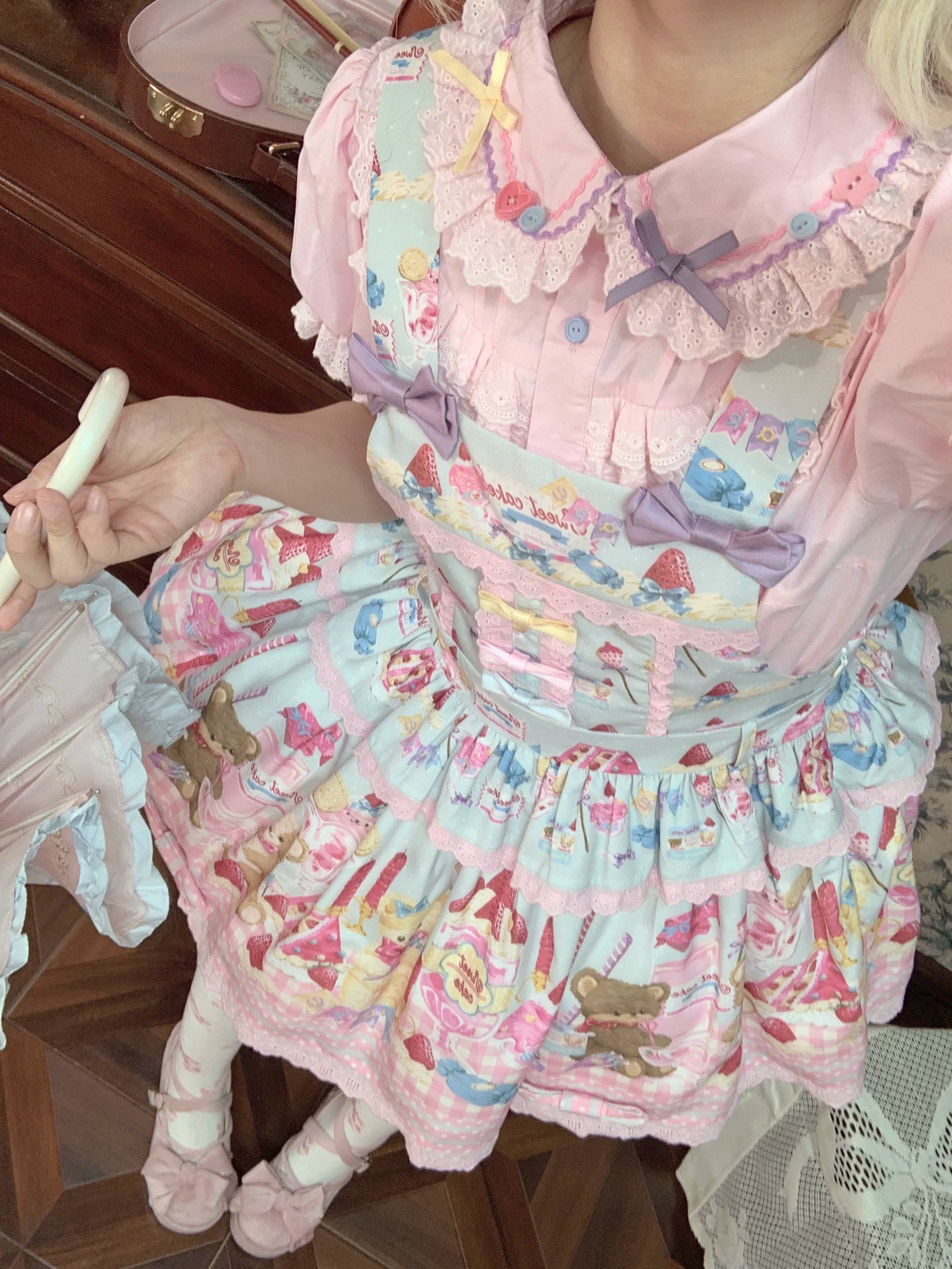Cute More - Candy Colored Sweet Lolita Blouse, Ruffled Collar