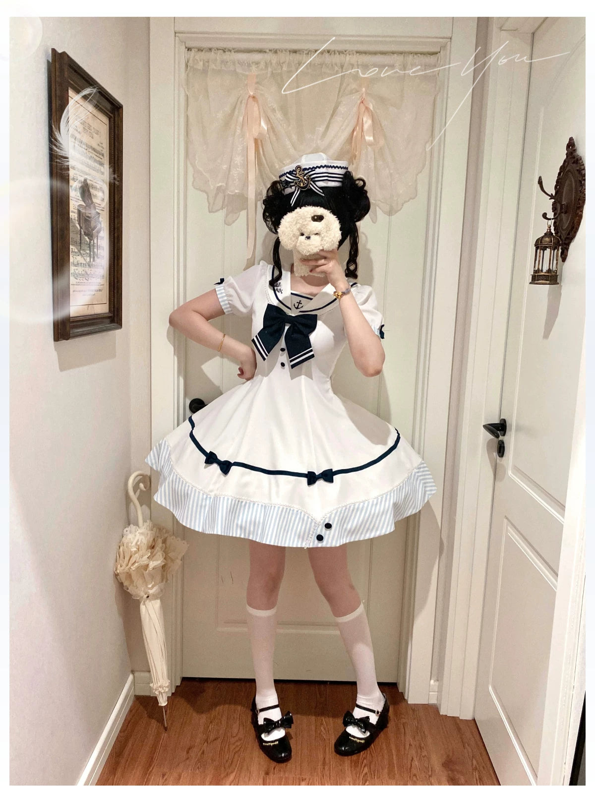 Little Sea Breeze - Summer Sailor Lolita OP Dress with Detachable Bow 45712:859216