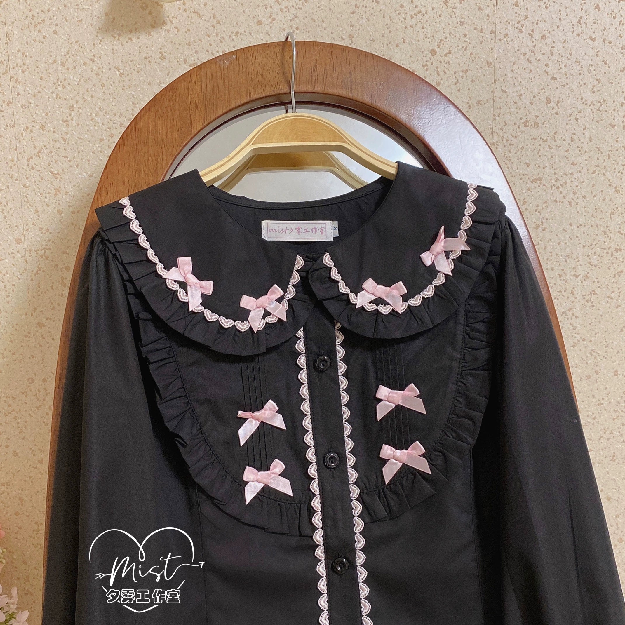 MIST~Sweet Lolita Blouse Doll Collar Lolita Shirt With Bubble Sleeve 28540:628396