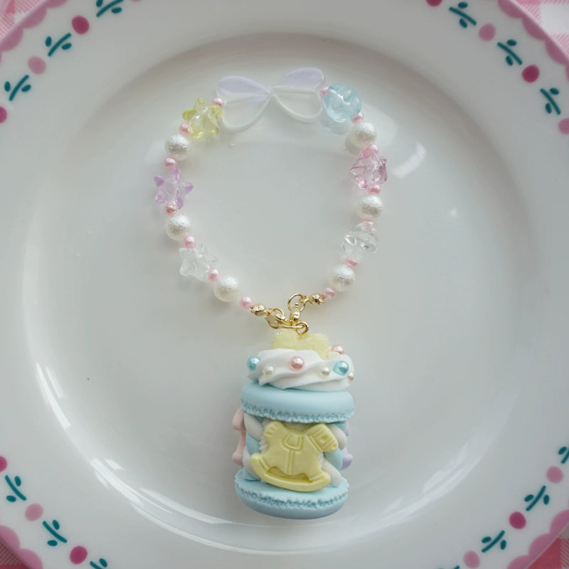 Cat Tea Party - Sweet Lolita Necklace Carousel Cream Macaron Bag Pendant Blue Bag pendant