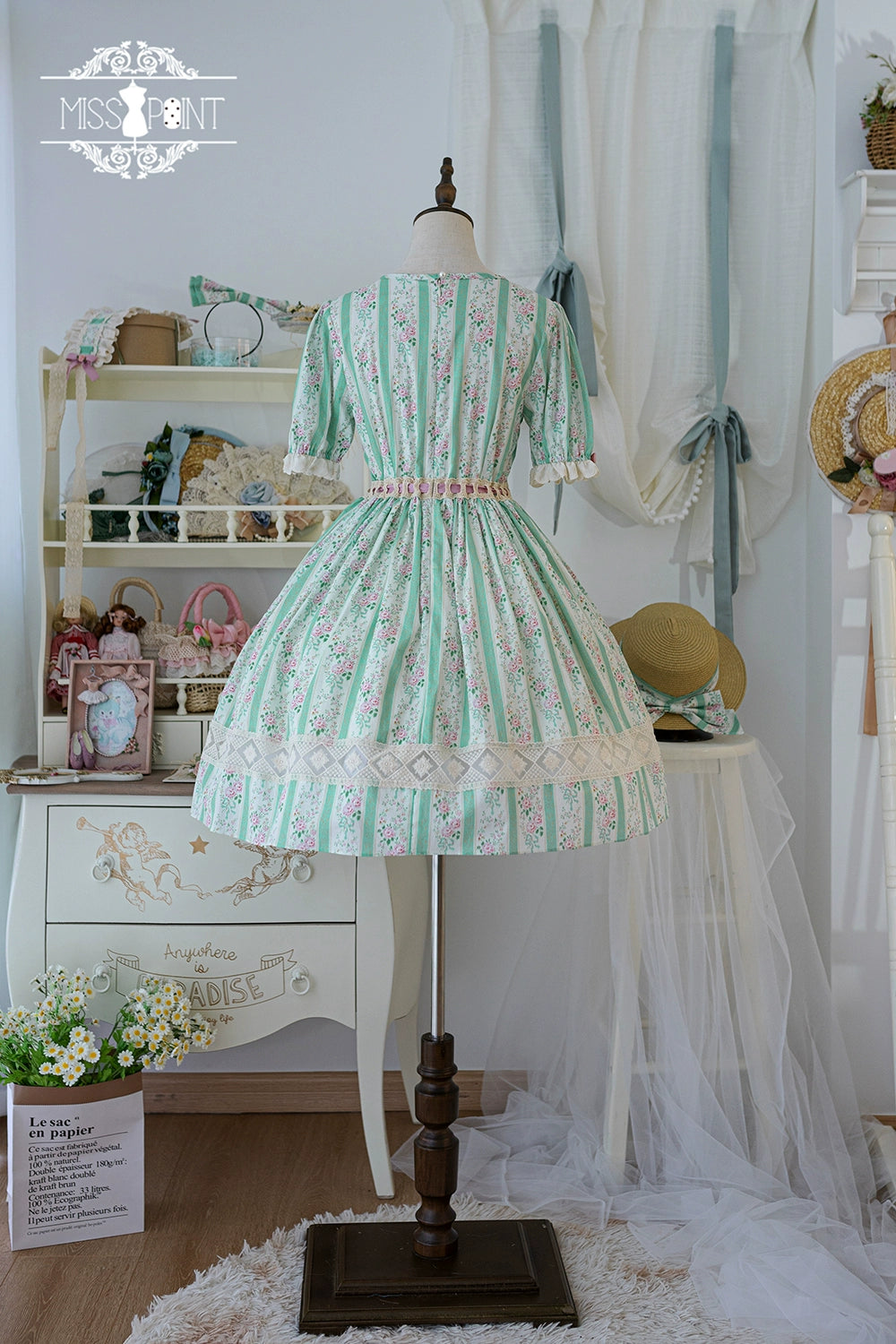 Miss Point~Customized Elegant Lolita OP Dress Cute Daily Girl Short Lolita Dress