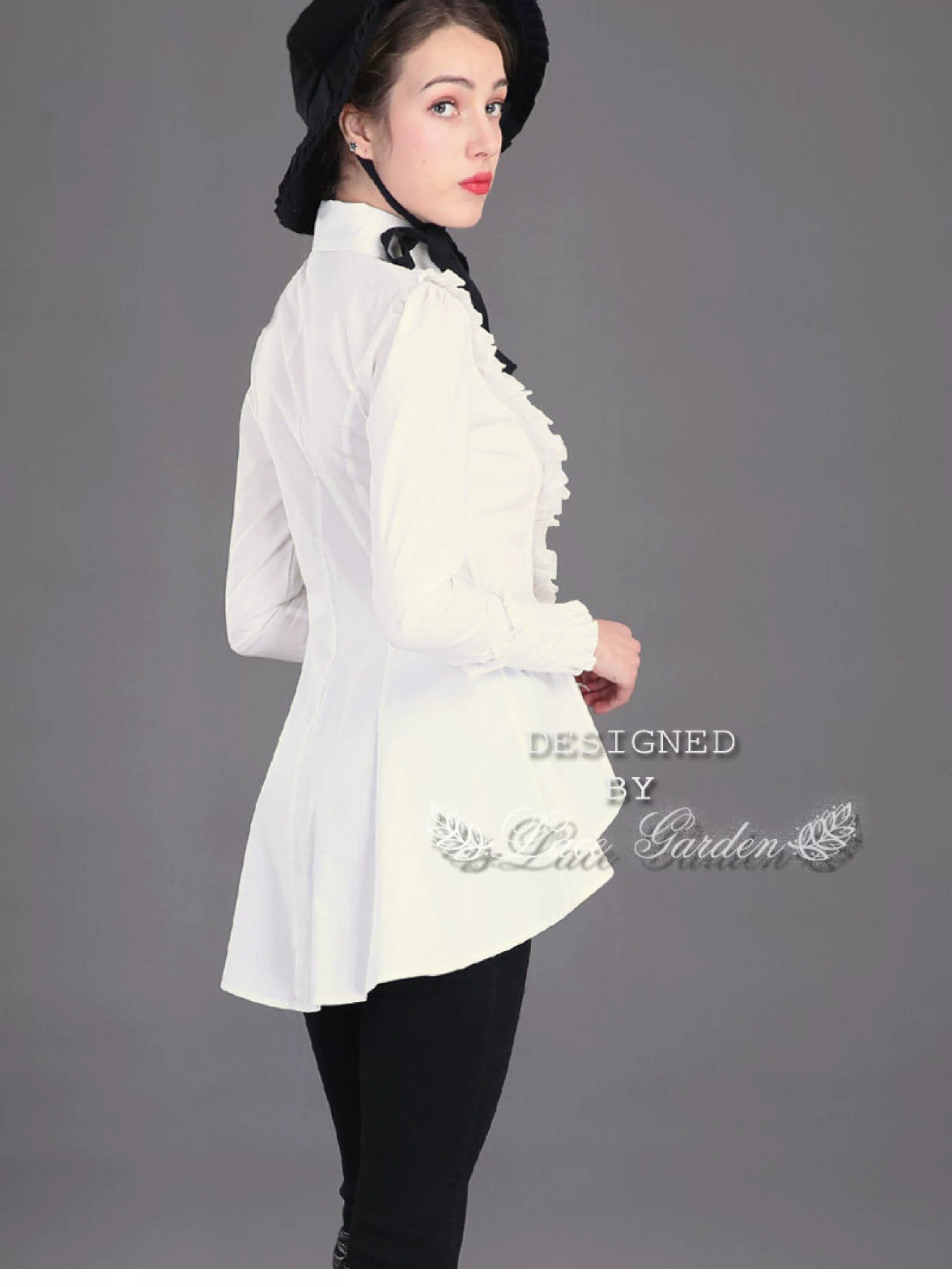 Gothic Lolita Tailed Hem Blouse and Multi-layer Skirt Set
