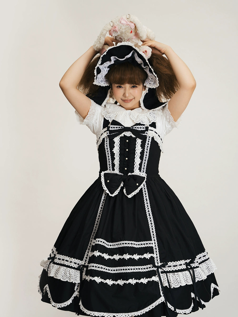 Vintage Petal Rabbit - Cotton Old School Lolita JSK Dress With Petal-Shaped Hem 43136:769583