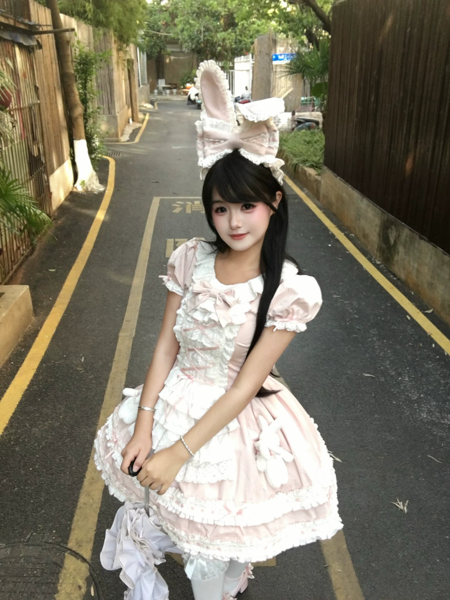 Coco Bunny - Cotton Old School Lolita OP Dress, Bunny Decoration 45380:845403