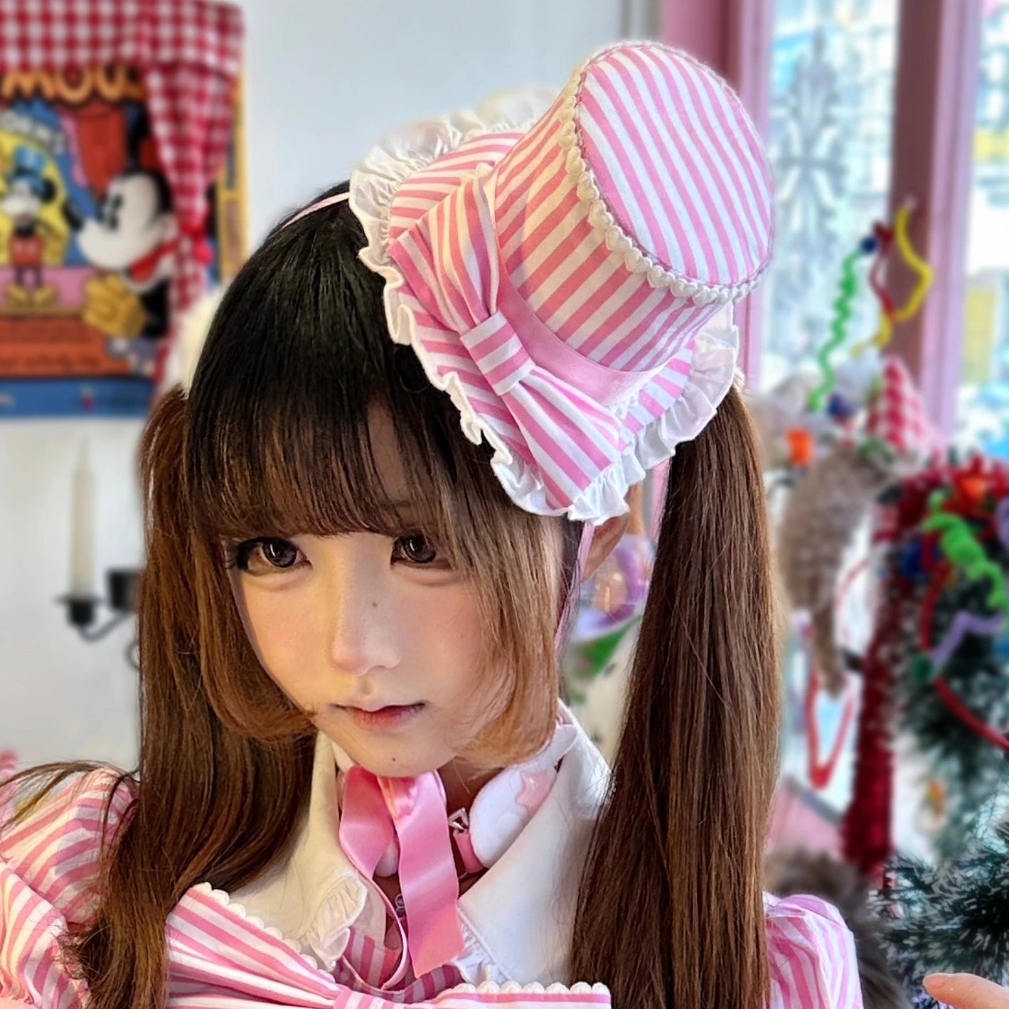 Ever-charming Miss Stripes - Striped Old School Lolita OP Dress, Detachable Apron (L M S XL) 44920:827584