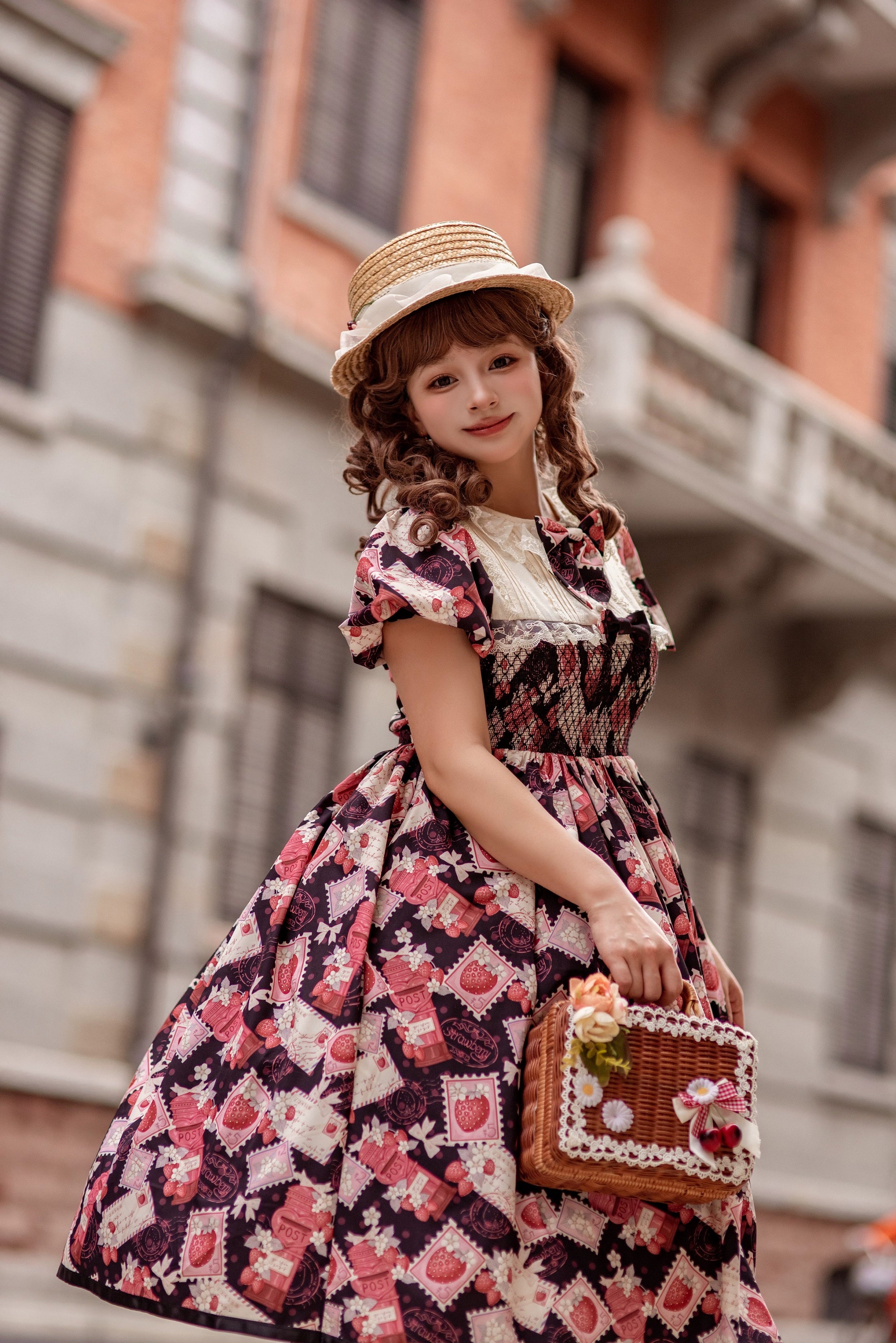 Strawberry Witch - Strawberry Stamp - Sweet Lolita OP Short Sleeve Lolita Dress