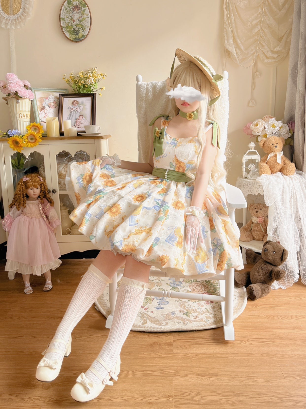 Akiyama Future Studio~Sunflower Print Lolita JSK Dress in Breathable Light Fabric 42790:753472