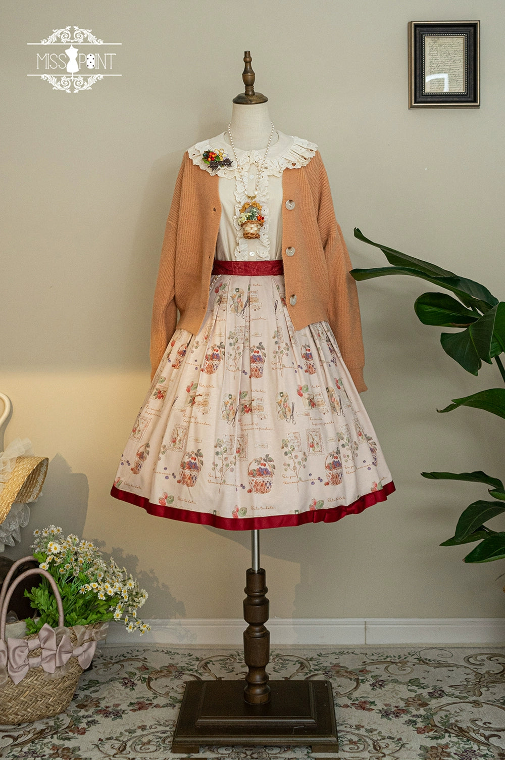Miss Point - Flowers with Alice - Vintage Lolita Winter Fall Knitted Sweater Coat One Size caramel color