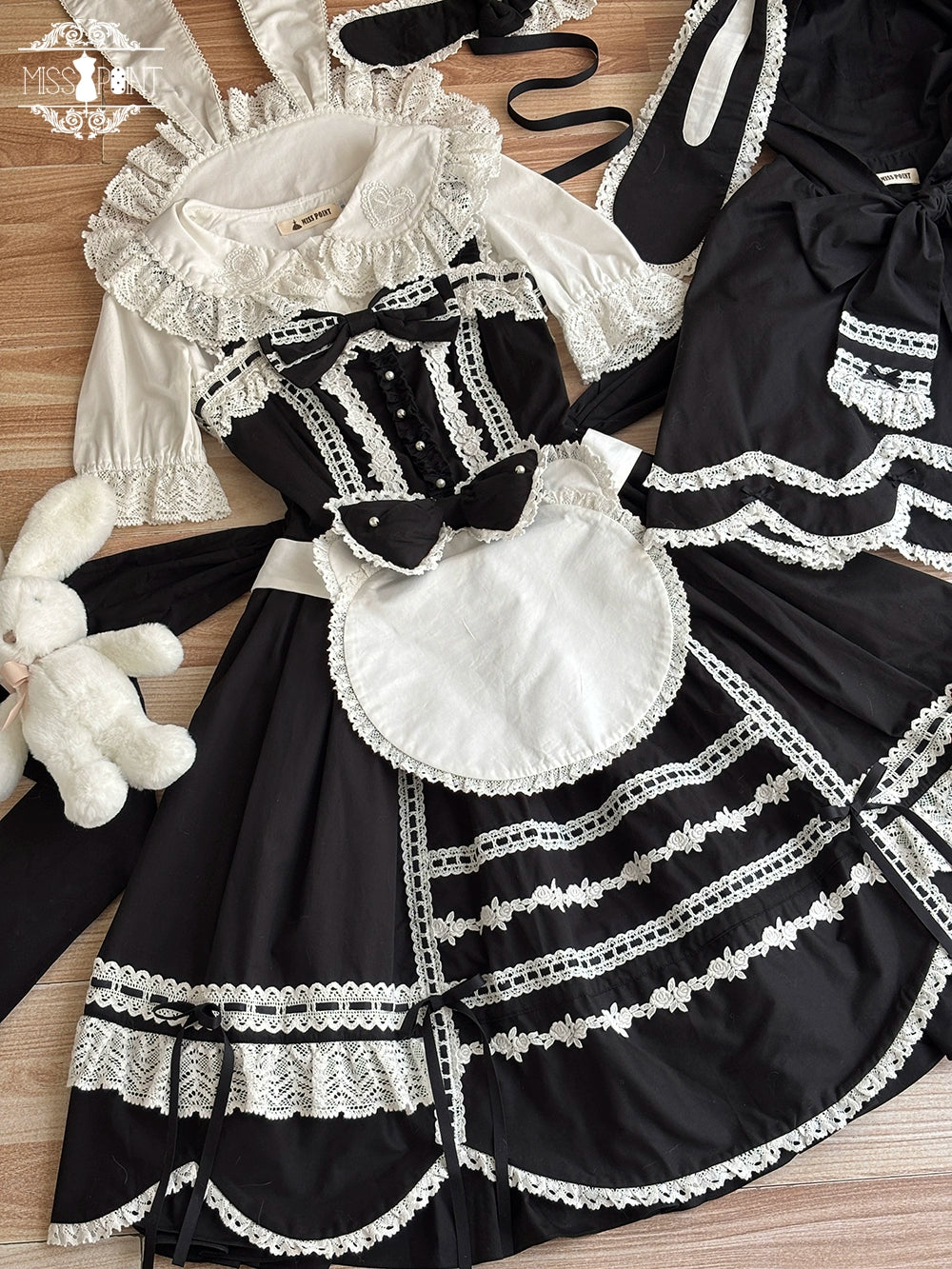 Vintage Petal Rabbit - Cotton Old School Lolita JSK Dress With Petal-Shaped Hem 43136:769638