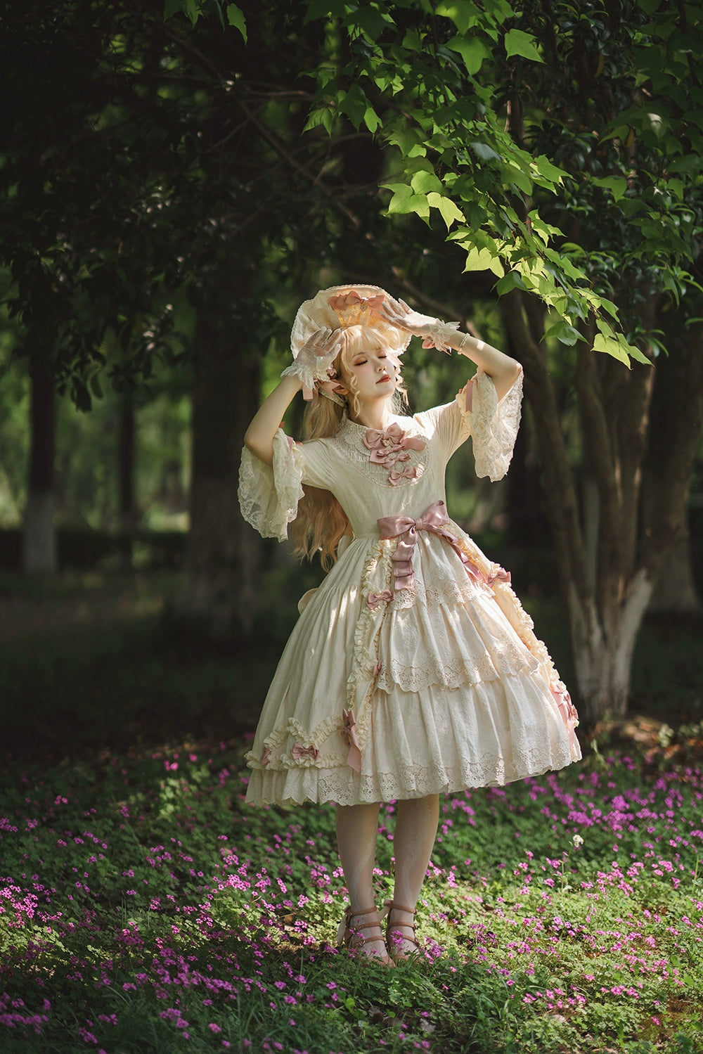 Miss Point~Lilyka Garden~Classic Lolita OP Dress Set Elegant Floral Wall Princess Sleeve 38832:606210