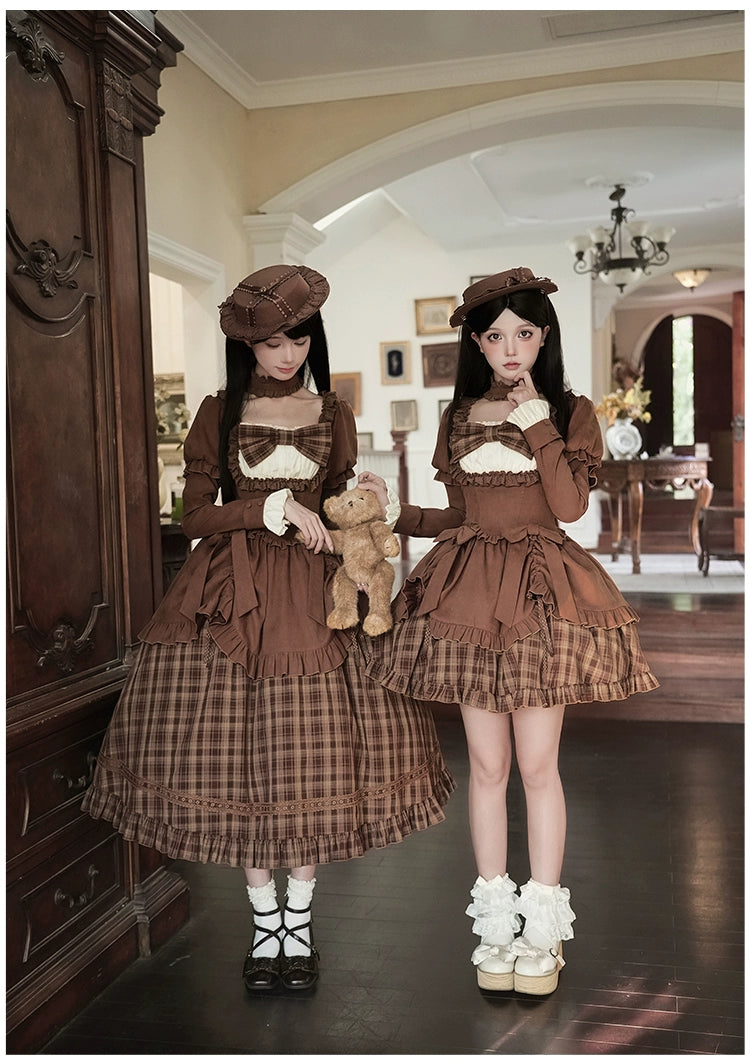 With PUJI - Oak Hymn - Classic Lolita Plaid OP Suit, Side Zipper 43924:791270