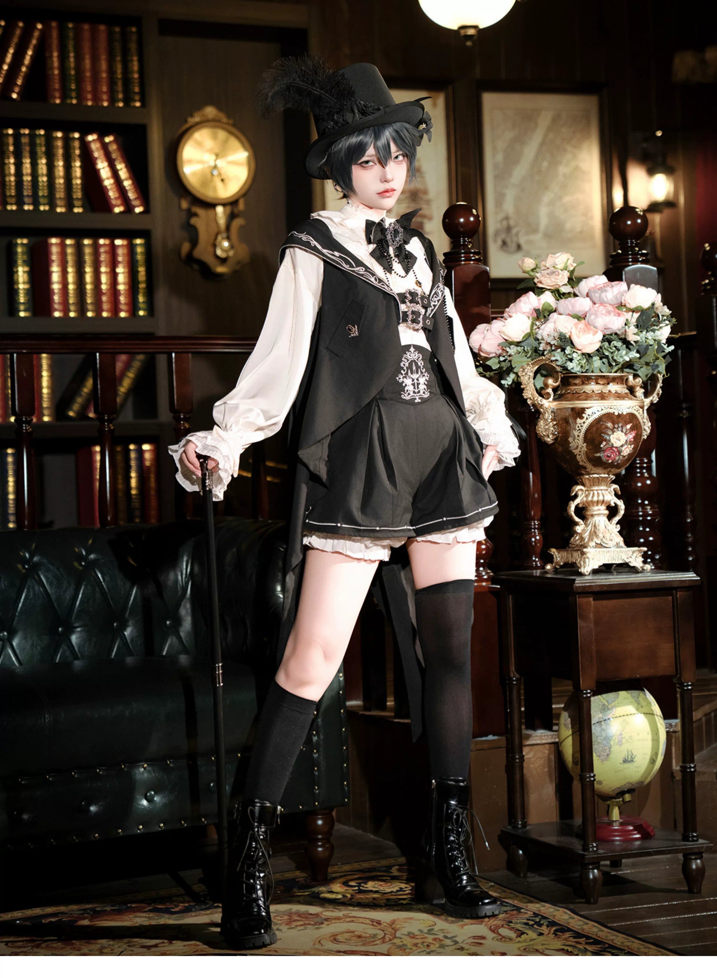 Bunny Ear Meteorite - Embroidered Ouji Lolita Set, Hooded Vest 44899:826875