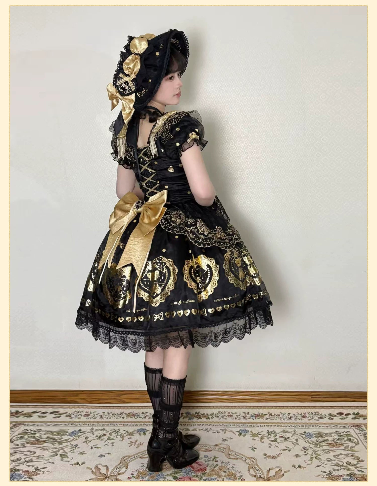 Brown Sugar Bear - Old School Lolita OP & Halter Dress, Bear Print 45249:842141