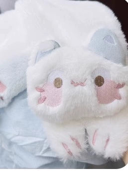 ZhiJinYuan - Calico Cat - Kawaii Lolita Plush Coat Lovely Warm Winter Coat S Blue scarf only