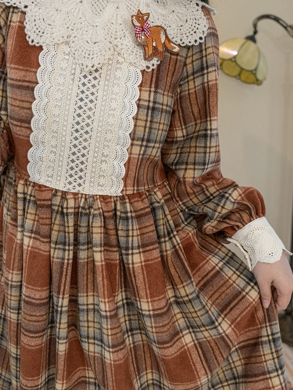 (BFM)Miss Point~Fat Fox in the Forest~Customized Lolita OP Dress Plaid Loose Daily Dress 37590:562884