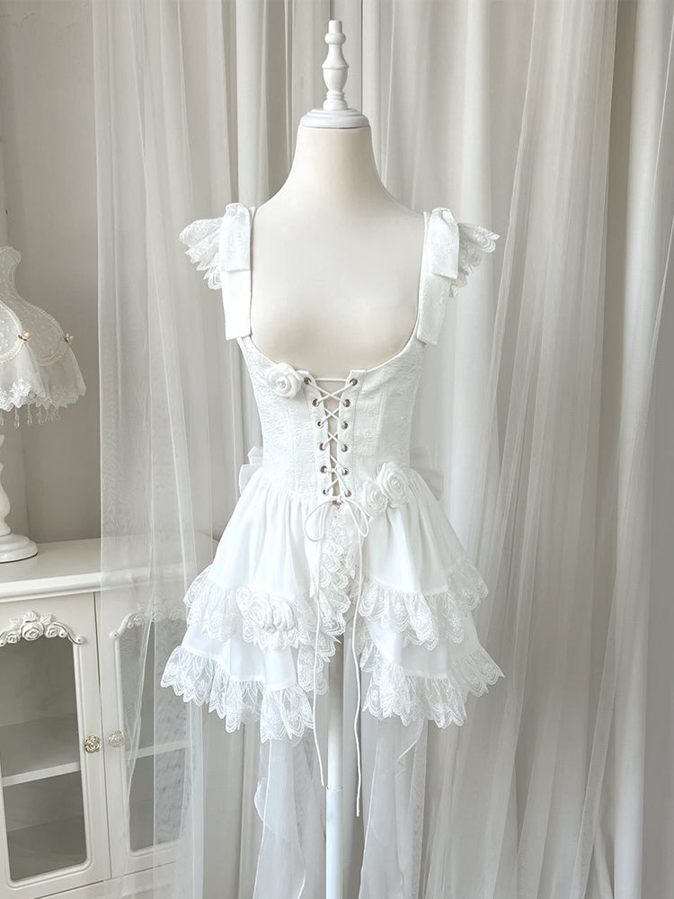 Your princess~Sweet Lolita White Princess Flounce Hemline OP 17510:277416