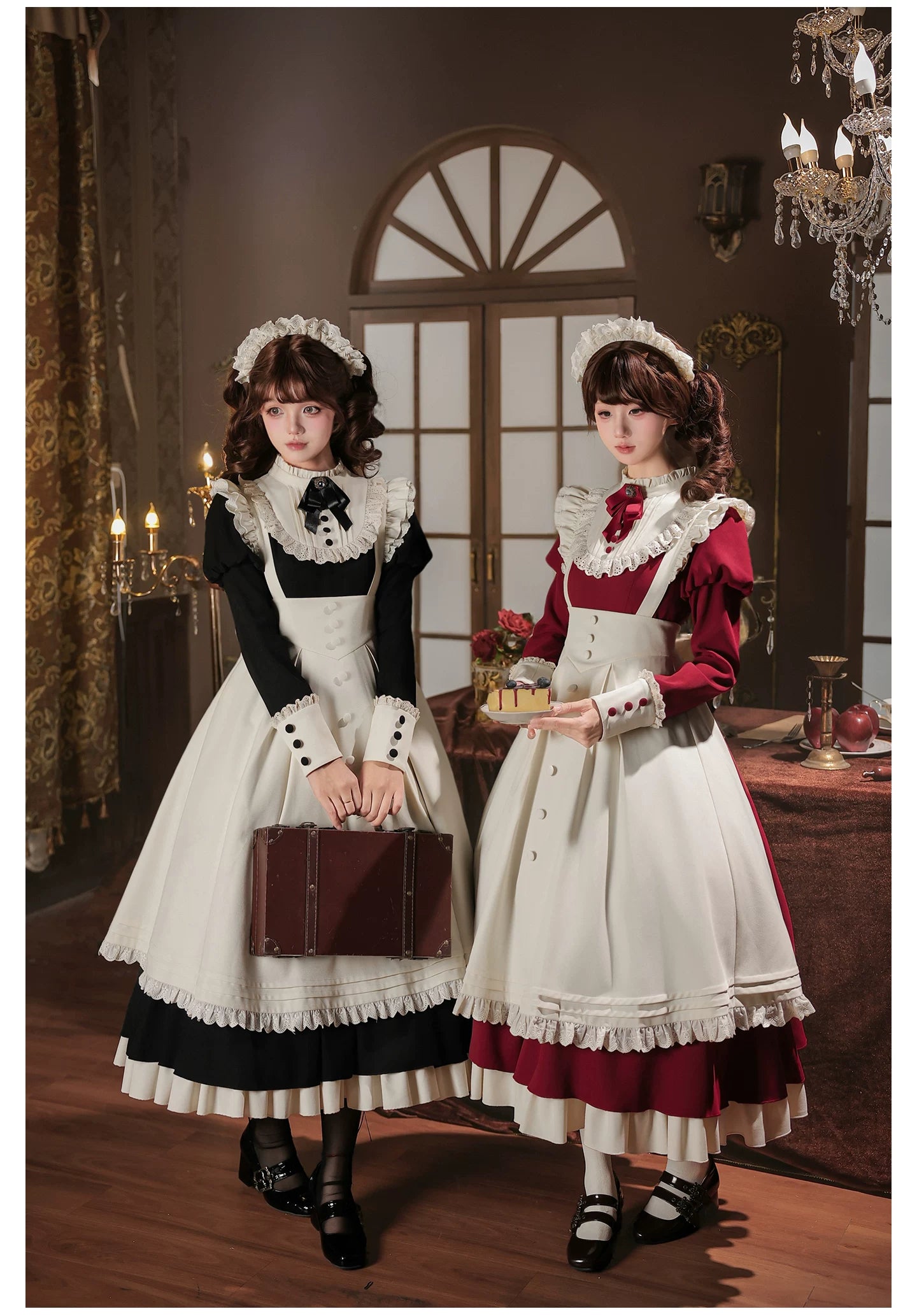Miss Lita - Classic Lolita Maid OP Dress, Adjustable Flutter Sleeve Apron 45858:865810