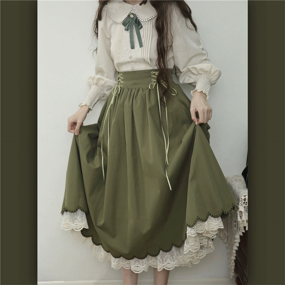 EESSILY - Countess's Autumn Travel - Vintage Lolita Shirt and Skirt (L M S XL) 44247:800613