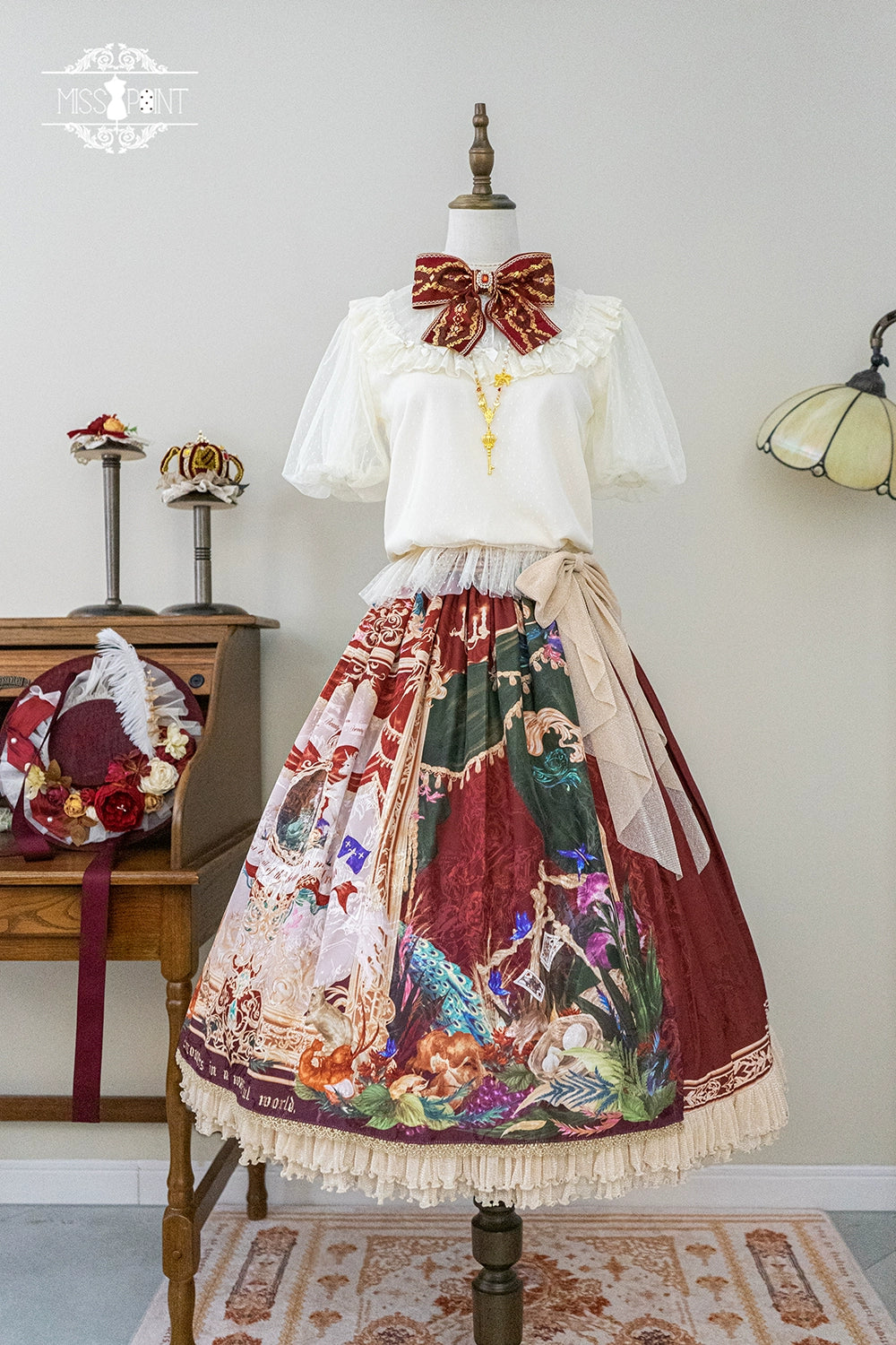 Miss Point~Kaleidoscope~Classical Lolita Shirt Dot Gauze Detachable Puff Sleeve Blouse Customized 35392:488764