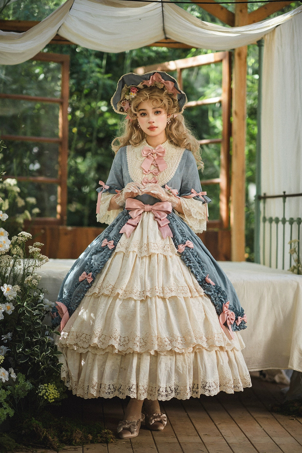Miss Point~Lilyka Garden~Classic Lolita OP Dress Set Elegant Floral Wall Princess Sleeve 38832:606322