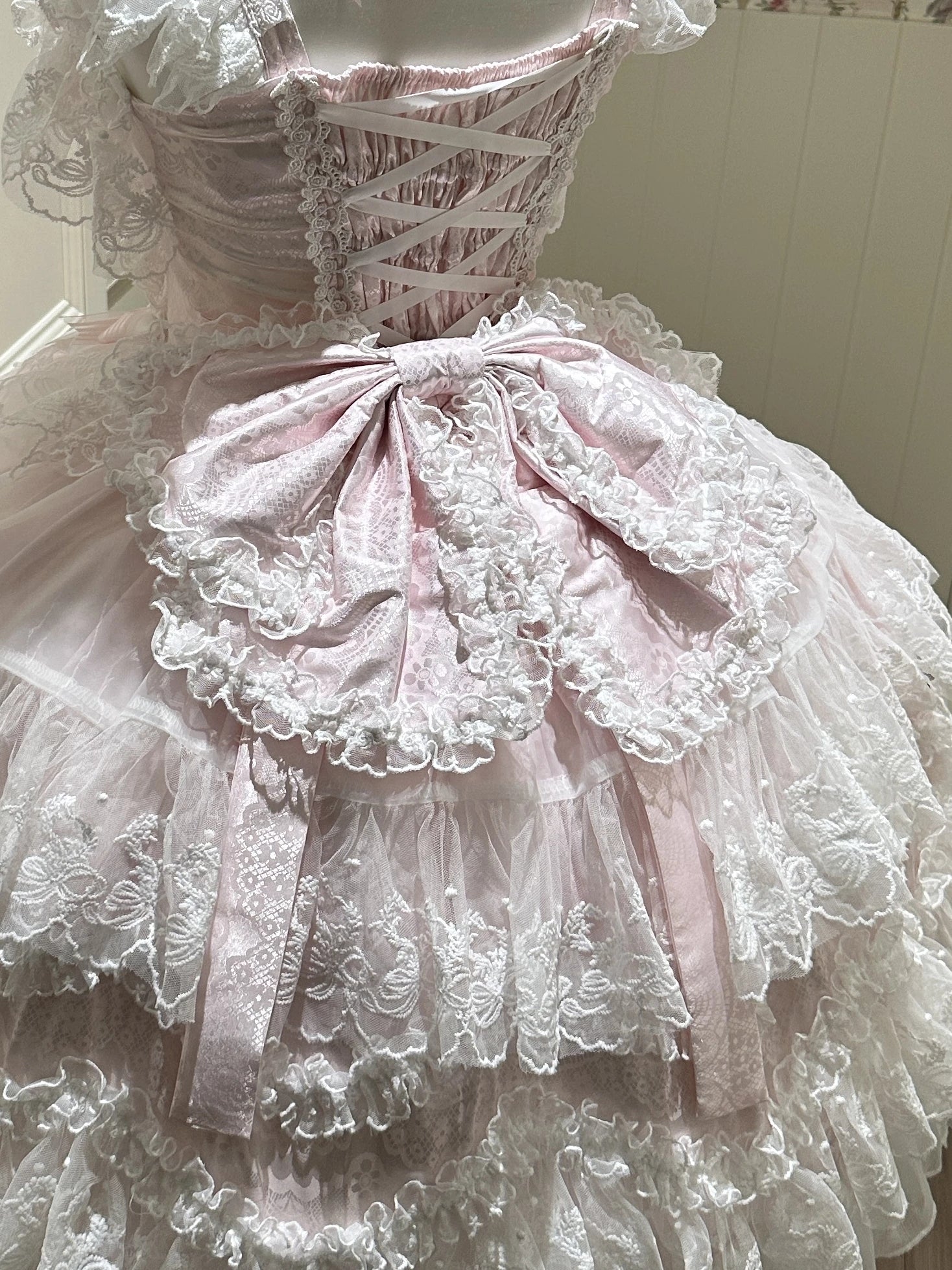 Sakura Blossom Dream - Sweet Lolita Accessories, Dramatic BNT One Size Pink Bow Trailing Only