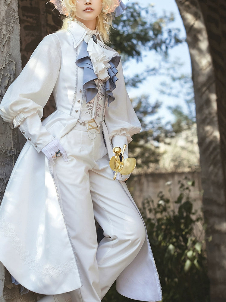 Forest Fluorescent Carps - Crumbling Skeleton - Ouji Lolita Vest Fishbone Embroidery Prince Pants Suits S Long pants