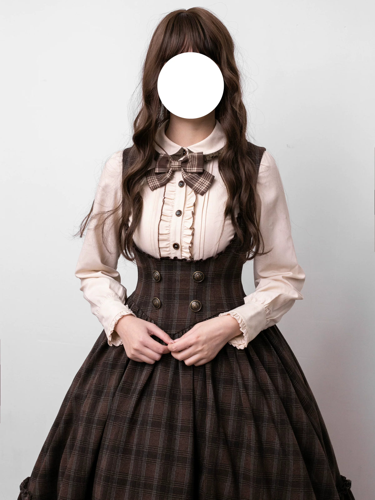 Sandwich Chocolate - Winter Classic Lolita Plaid Bust-supporting JSK & Coat Set 45903:867164