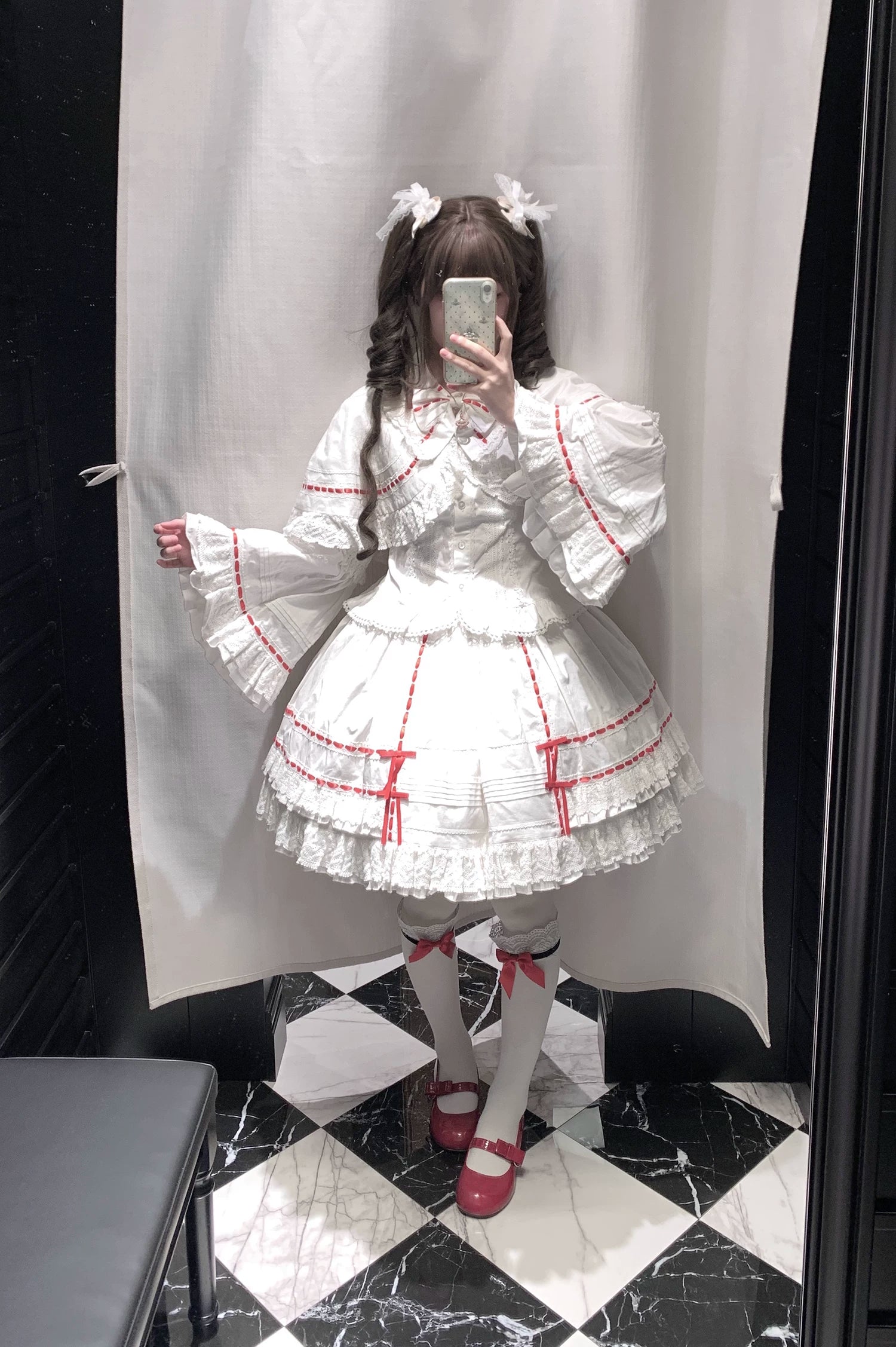 Praying Snowfall - Old School Lolita Skirt Suit Cape Princess Sleeve Shirt (L M S XL) 39180:848769