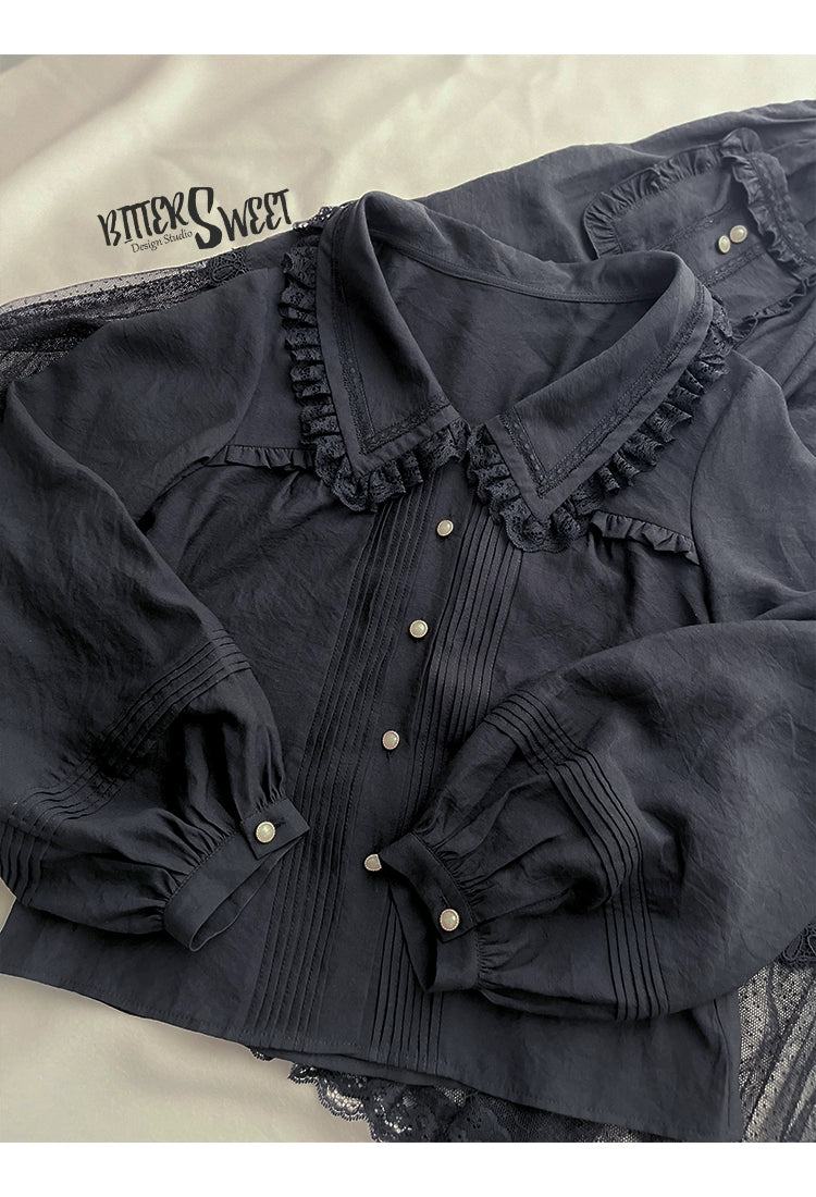 BitterSweet - Elegant Lolita Skirt Set V-neck Long Sleeve Shirt