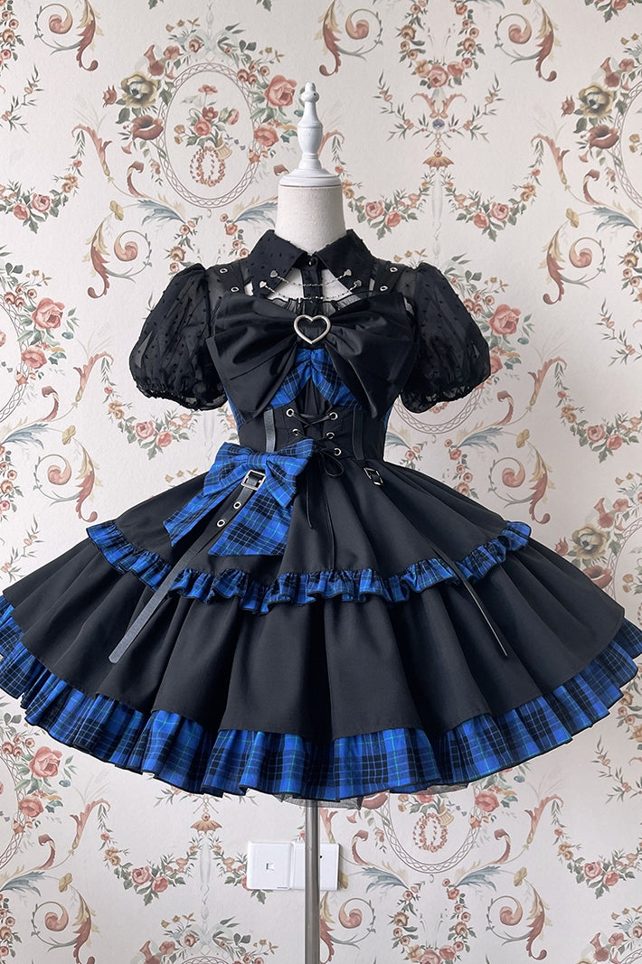 Alice Girl - Gothic Lolita Dress Blue Plaid Jumper Dress