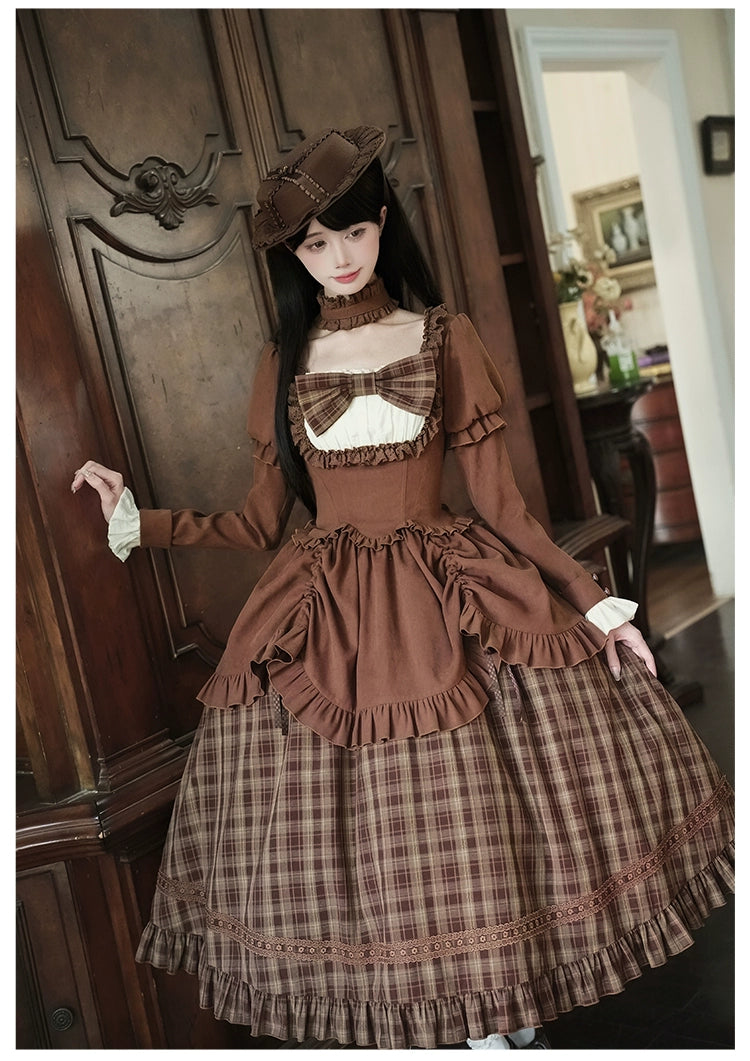 With PUJI - Oak Hymn - Classic Lolita Plaid OP Suit, Side Zipper 43924:791258