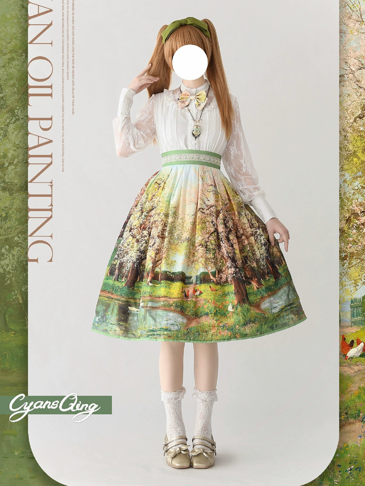 Cyan Lolita - Oil Painting Collection - Elegant Lolita Skirt Printed SK
