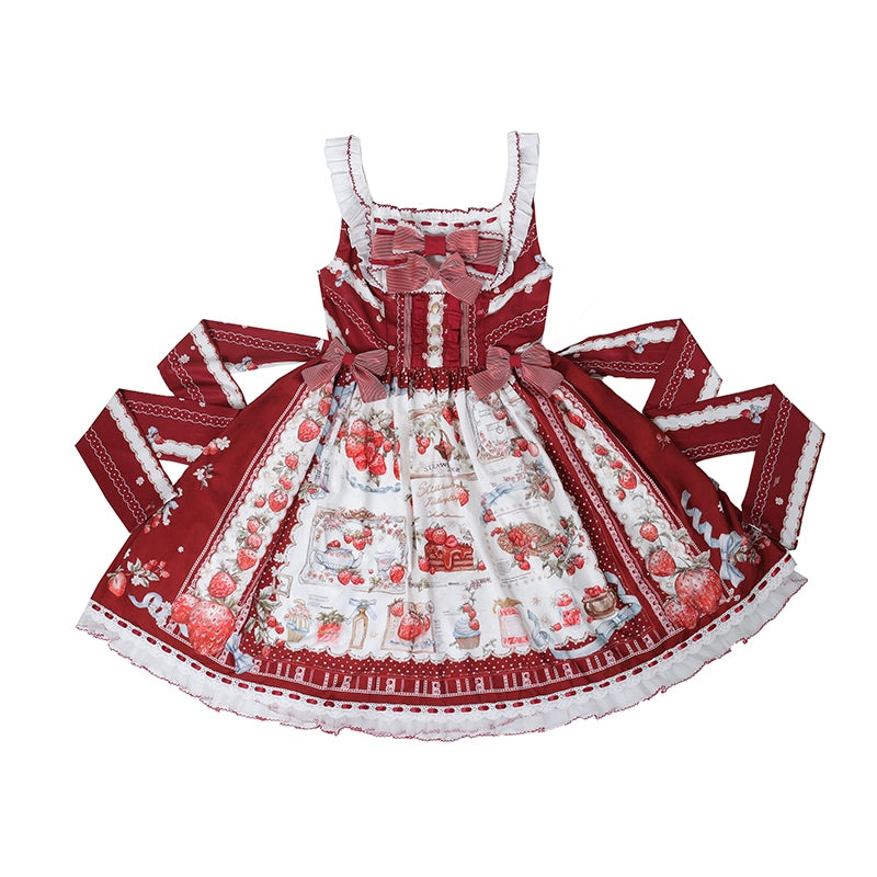 Balladeer - Strawberry Manor - Sweet Lolita JSK Dress, Strawberry Print (L M S XL) 43417:798437