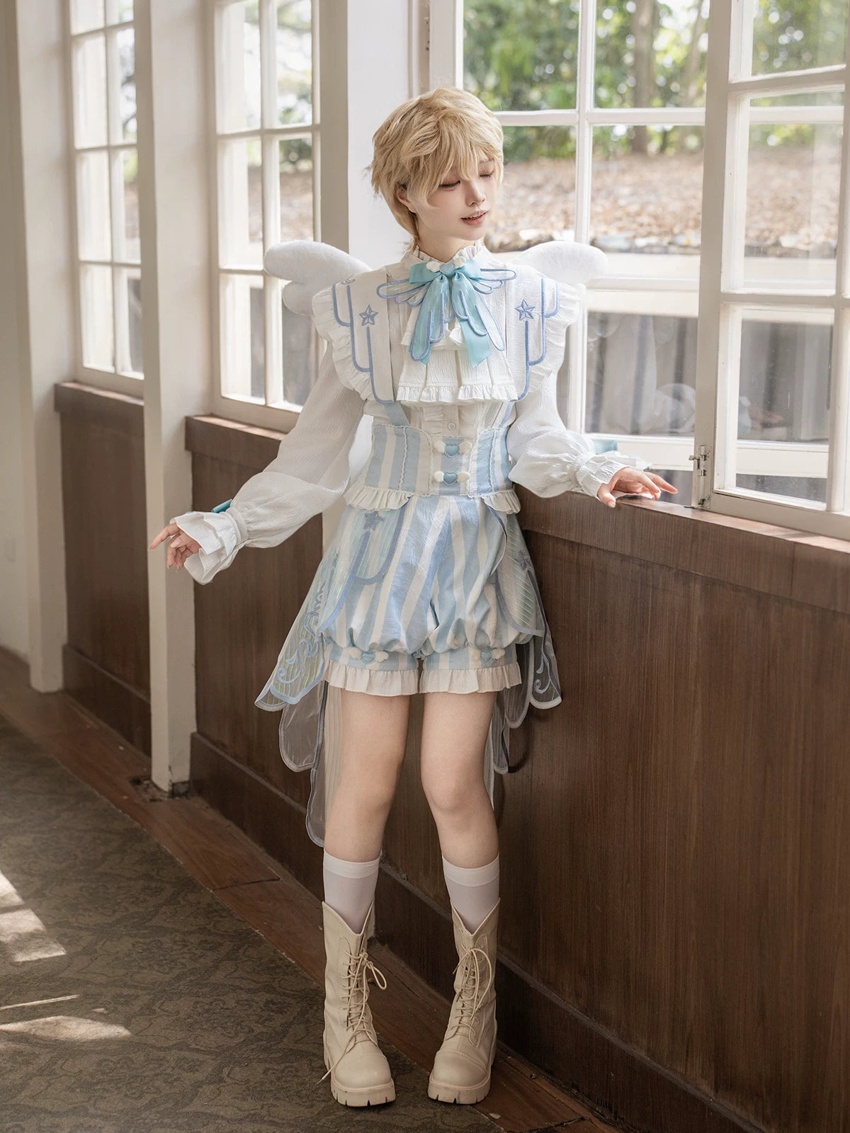 Angelic Covenant - Ouji Lolita Prince Outfit Set, Angel Wing Trailing 45761:861138
