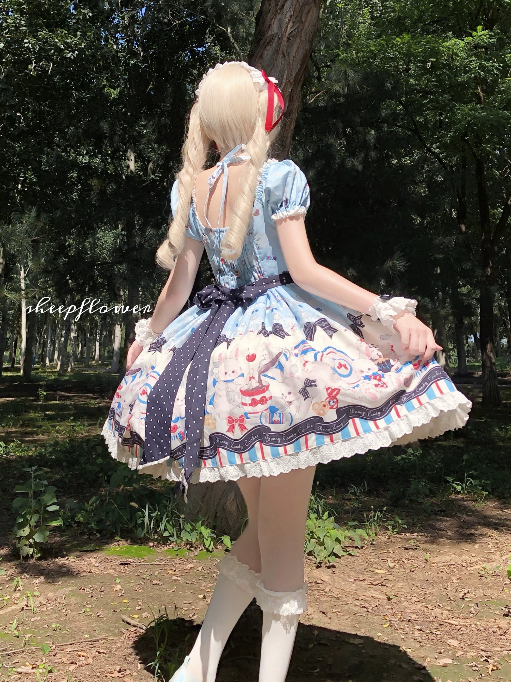 Myth Rabbit Tea Party - Sweet Lolita Dress Set, Bunny Print JSK 44460:809347